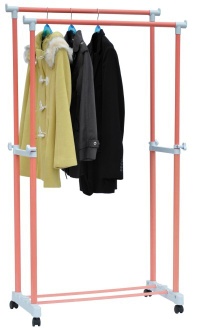 Double adjustable rolling garment rack clothes hanger