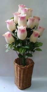 Artificial Rose Bud Bush in Pink and White
