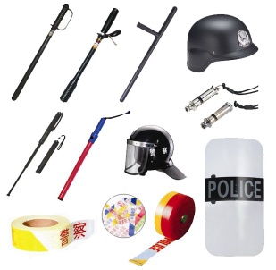 Self-protection,helmet,rubber stick,scutum,caution belt 