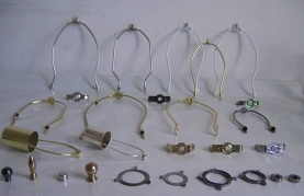 lamp harp, lampshade washer, uno fitters, threaded rod, nuts, threaded pipe, pipe fully threaded