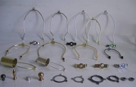 lamp harp, lampshade washer, uno fitters, threaded rod, nuts, threaded pipe, pipe fully threaded