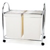 2 Partition Laundry Rolling Sorter Cart with Detachable Canvas Laundry Bags