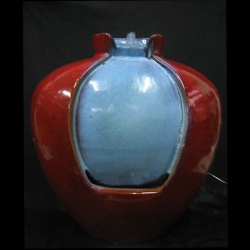 Red and Blue Glazed Porcelain Water Fountain, fengshui products, table fountain