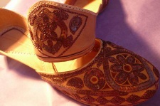 Indian Handmade beaded ladies leather khussa mojari, Sandal slipper