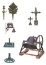 Cast iron doorbell,finals,umbrella base,latin cross,crucifix