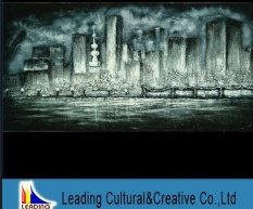 NEW YORK city building handmade original canvas oil painting