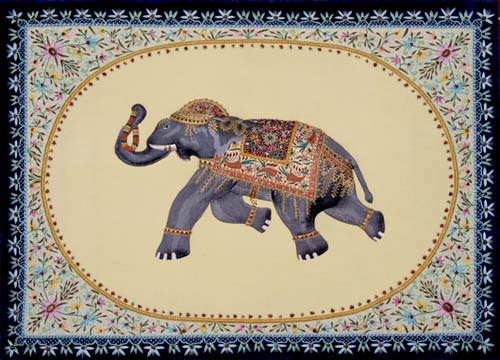 Embroidery panel with elephant design