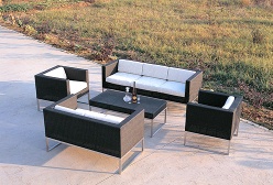 stainless steel with PE rattan sofa set