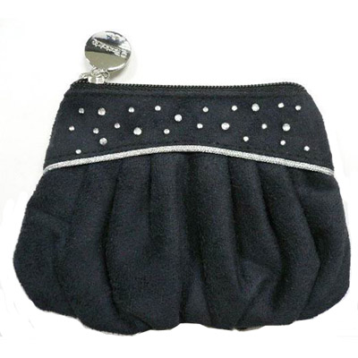Cosmetic Bag with Hot Fix Rhinestone Decoration, Measuring 12.5 x 9cm