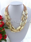 Golden Freshwater Pearl 3Strands Necklace