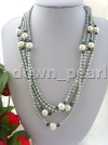 Gray White Freshwater Cultured Pearl Long Necklace