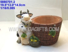 polyresin cow flower pot