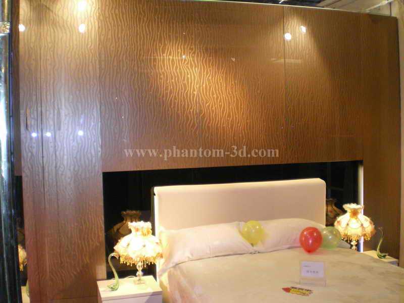 gold tree 3D glass tile in bedroom