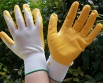 Yellow nitril coated palm work gloves