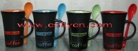 Ceramic mug with spoon