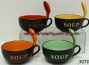 Ceramic soup mug with spoon