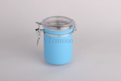 Stainless Steel tea canister with wooden lid