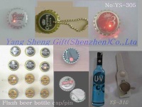 Flashing Beer Bottle Cap Pin Medal \ LED Flash Bottle Covered Badge badge Tinplate