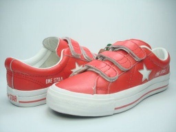 Womens Converse One Star Leather 3 Strap Velcro Red White