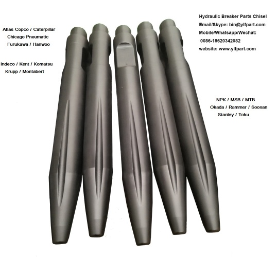 Hydraulic breaker rock hammer Chisel moil point for Soosan, Furukawa, Atlas copco