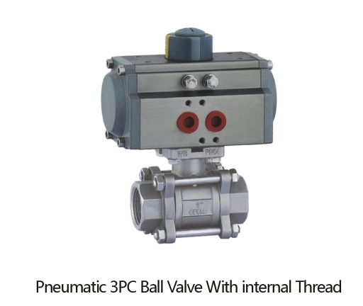 Pneumatic 3pc ball valve with internal thread