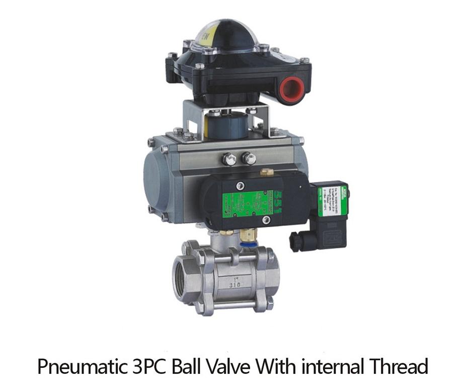 pneumatic 3pc ball valve with internal thread