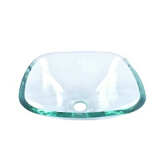 Easehome Bathroom Vessel Sink Transparent Glass Basin Wtih Square Sape