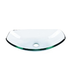 Boat-Shaped Toughed Glass Clear Sink Basin
