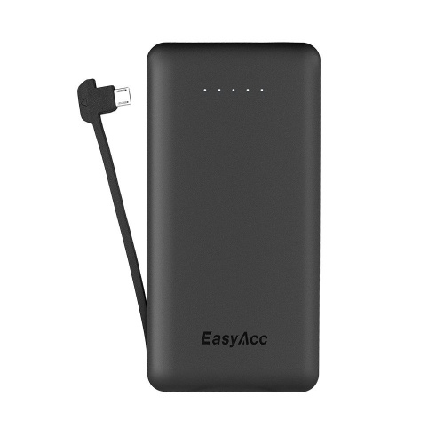 EasyAcc 6000mAh Ultra Slim Power Bank with Built-in Cable