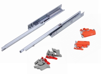 Single extension undermount drawer slide with clips