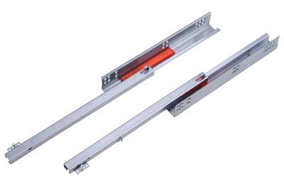 Single extension undermount drawer slide with push open (with plastic adjusting pin)