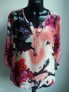 Ladies 100%polyester floral print woven blouse
