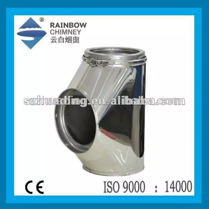 stainless steel double wall spigot 90 degree tee with cap