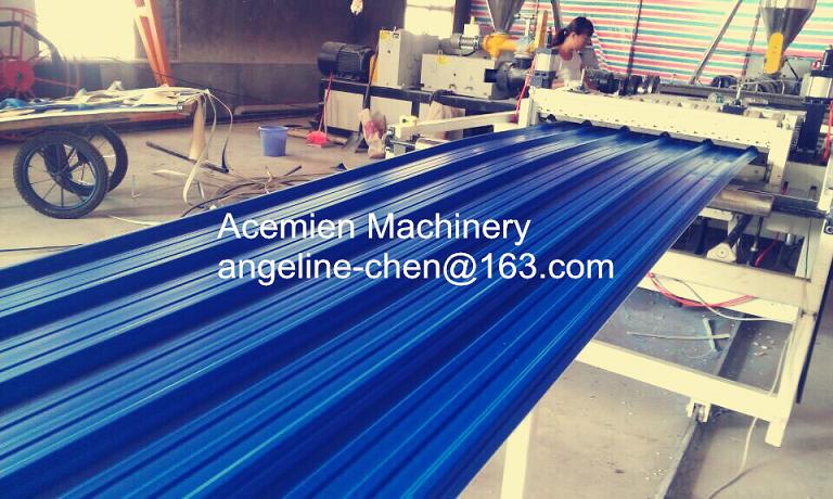 Plastic PVC multi layer color steel corrugate wave roof tile making extrusion forming machine production line