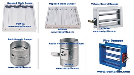 ventilation volume control damper for air distribution system
