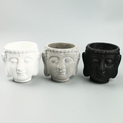 Buddha head decorative concrete planter cement succulents potted plants wholesale