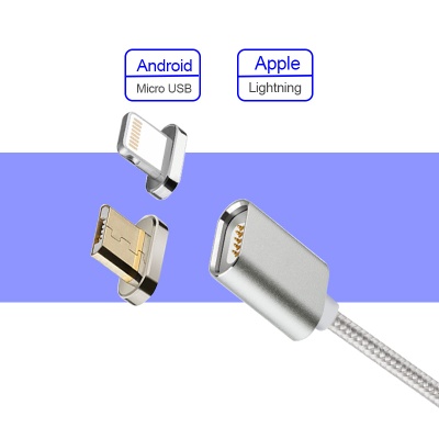 3 in 1 android magnet cable nylon magnetic cable micro usb for mobile phone - Magnetic data cable
