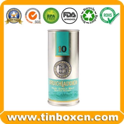Round Whisky Tin Box, Vodka Tin, Wine Tin Can