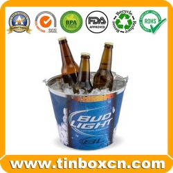 Galvanized Tin Pail Metal Ice Bucket with  Handle