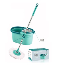Spin Mop bucket system with microfiber head stainless steel handle