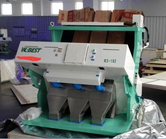 3 chute model color sorter ready for packing and shipping.
