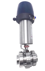 DN25 Pneumatic Union Type Butterfly Valves with Santary 304 Grade