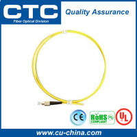 fiber optic pigtail in yellow jacket with FC connectors