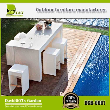 Modern outdoor furniture PE rattan bar table and chair