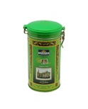 Round tea tin with clip lid
