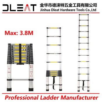Dleat 3.8m Aluminum Single Telescopoic Ladder With EN131