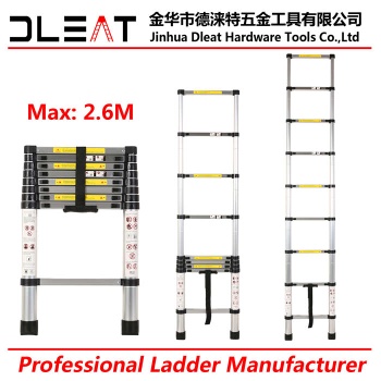 Dleat 2.6m Aluminum Single Telescopoic Ladder With EN131