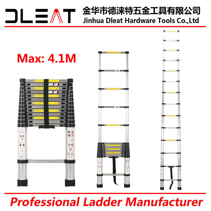 Dleat 4.1.m Aluminum Single Telescopoic Ladder With EN131