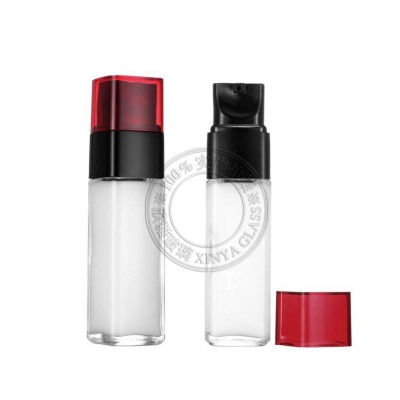 30ml liquid foundation pump sprayer glass bottle square cosmetic packaging - XY019