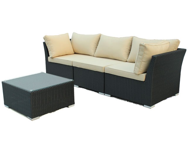 NADI PE Wicker Sectional Option C 4 Piece Bundle Set